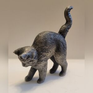 Franklin Mint Pewter Cat Figurine Curio Cabinet Vintage